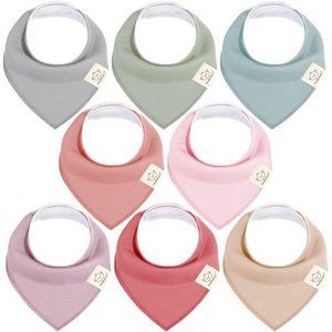 8-Pack Organic Baby Bandana Drool Bibs for Girls - Baby Bibs for Baby Girls